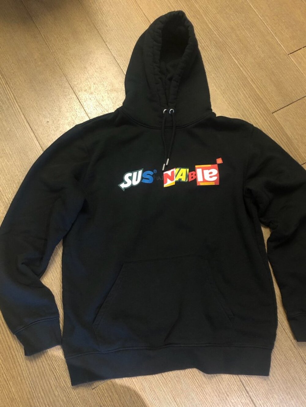 Hard to Find Gizzi Hoodie Hand Printed in London by Hi+ and Run Unisex L Black